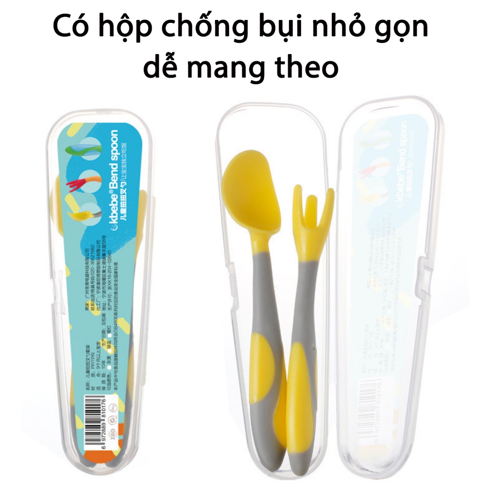 Thìa Dĩa MISUTA Tập Xúc Cho Bé Ăn Dặm Chất Liệu Silicone Có Thể Bẻ Cong An Toàn Cho Bé YOOTA BABY