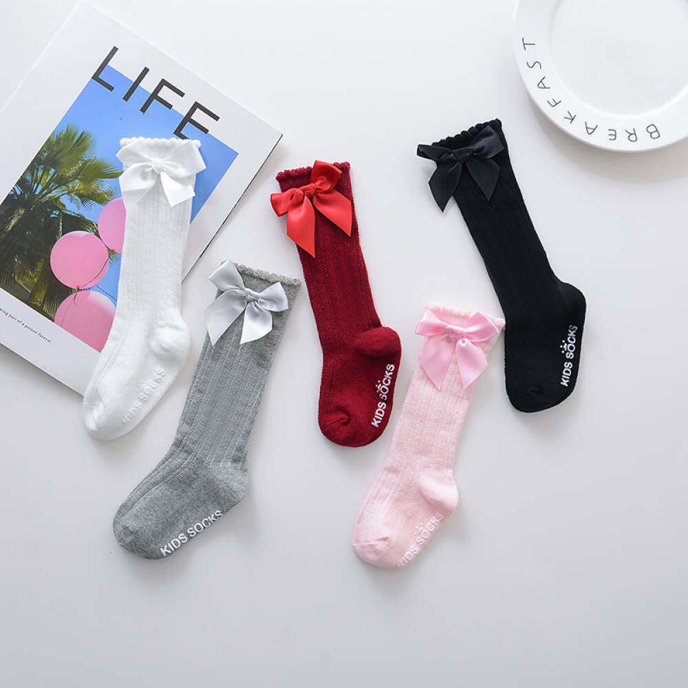 Vớ Cotton Dài Đến Đầu Gối Đính Nơ Dễ Thương Cho Bé Gái 0-4 Tuổi