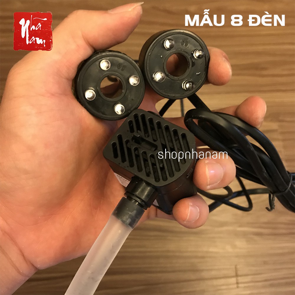 Máy bơm mini có đèn - máy bơm chìm - dùng cho thác nước phong thủy, bể cá