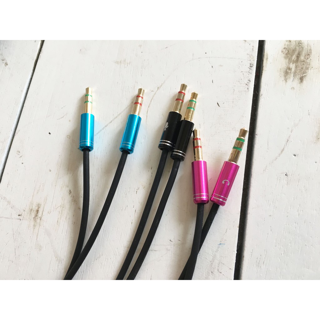 Cáp chia từ tai nghe điện thoại sang 2 đầu mic và audio riêng (1 cái-2 đực)