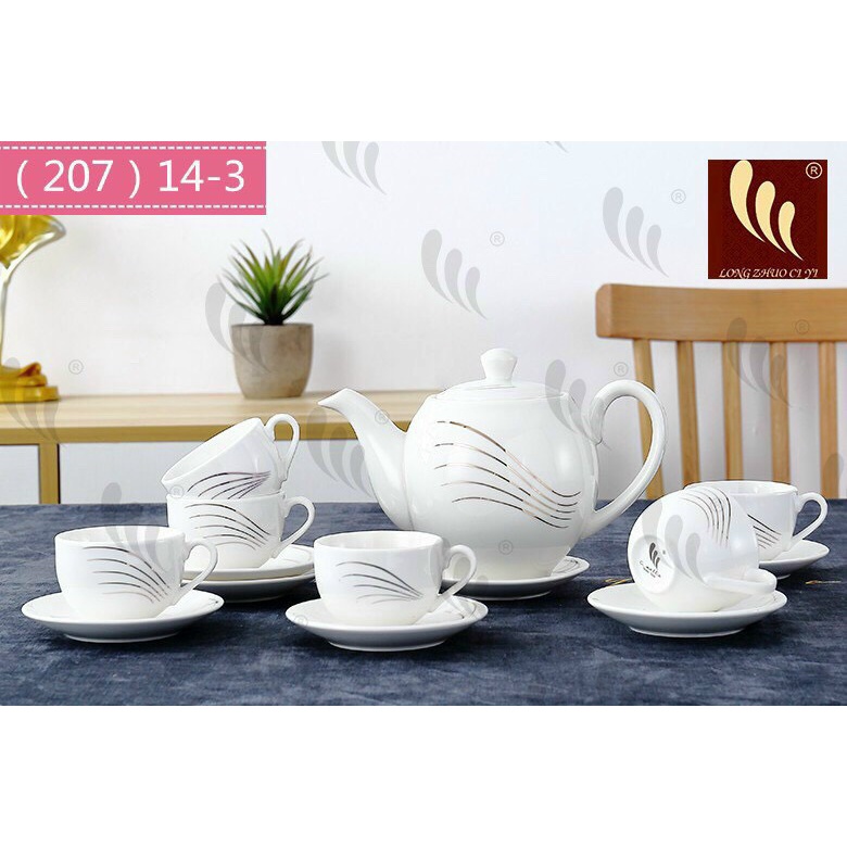 ẤM CHÉN PHA TRÀ SỨ XƯƠNG HÀN QUỐC - 1 ẤM 6 CHÉN 7 TÁCH KÊ