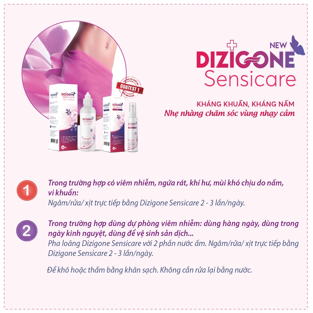 [COMBO] Dung dịch vệ sinh DIZIGONE Sensicare (2 chai x 300ml) &amp; Xịt vệ sinh DIZIGONE Sensicare (1 chai x 150ml)