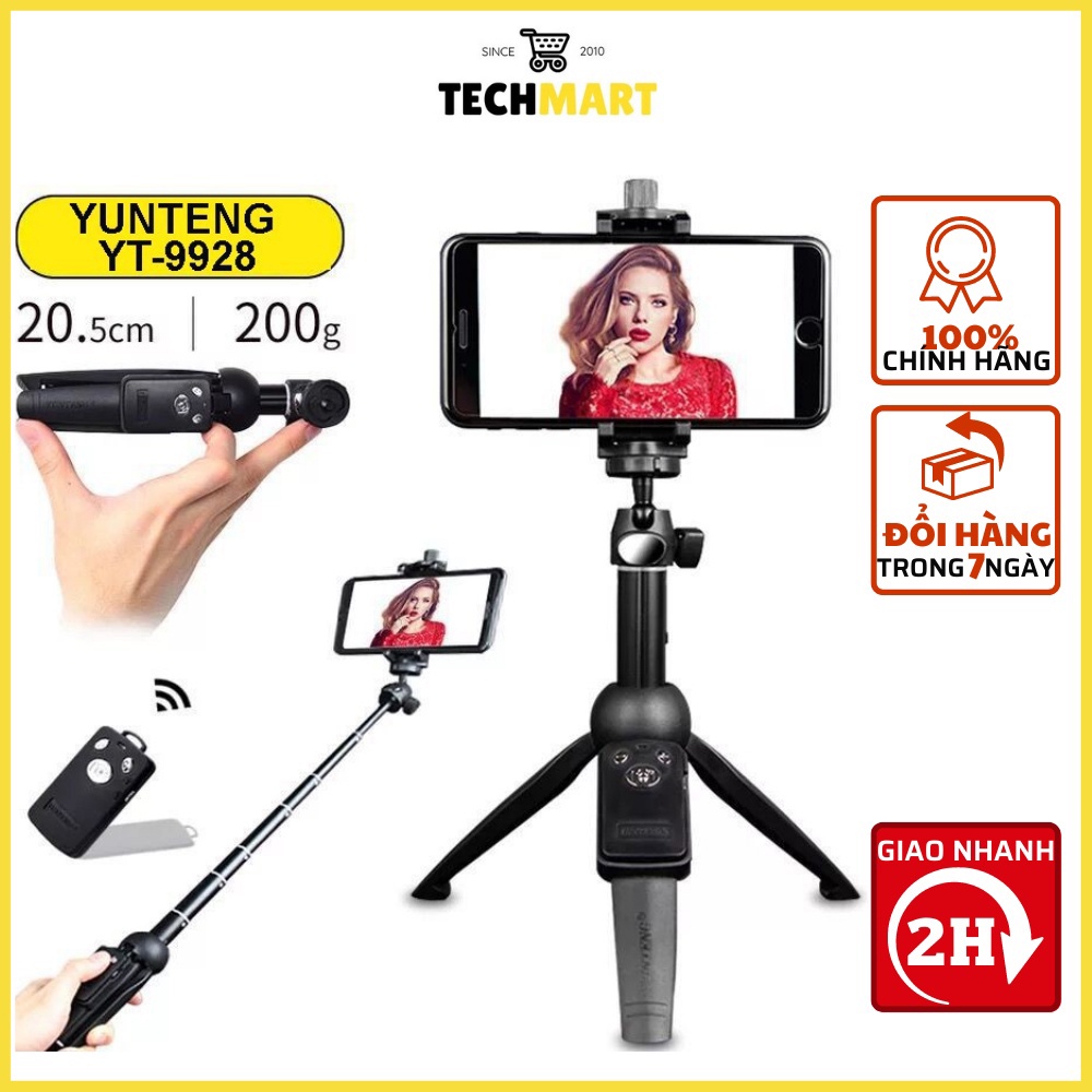 Gậy tự sướng kiêm tripod 3 chân cao cấp Yunteng YT-9928 kèm remote tháo rời