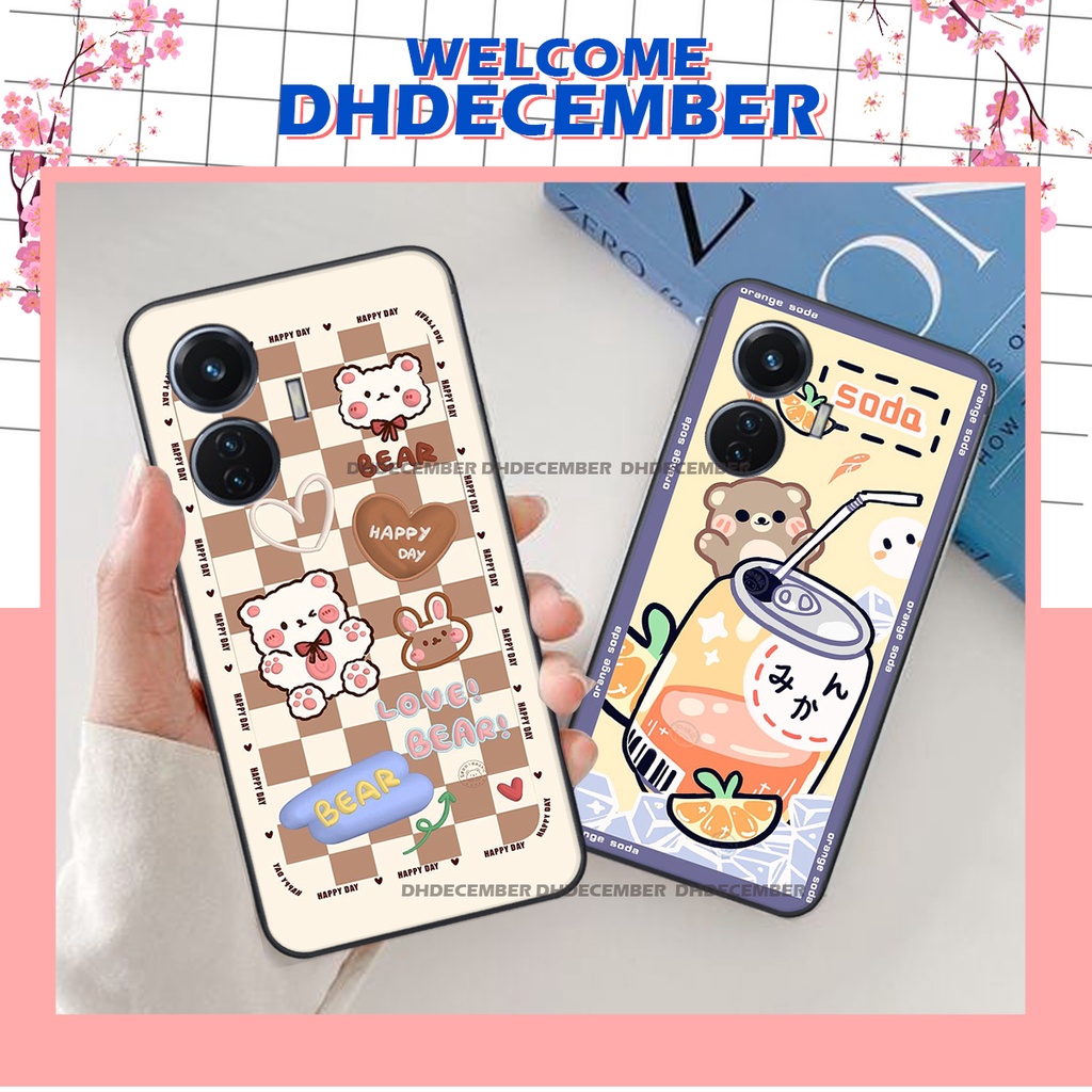 Ốp lưng Vivo Y55 2022 in hình 3D GẤU cute be@r, soda, happy day cực hot ,thời thượng
