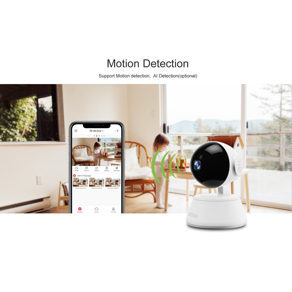  Camera WIfi Acesee AC05 trong nhà , đàm thoại 2 chiều góc nhìn cực rộng full HD