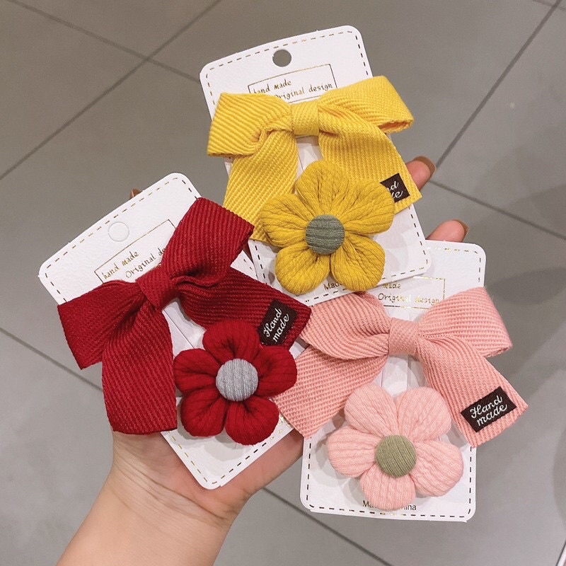 Sét kẹp nơ hoa dễ thương phong cách bé gái