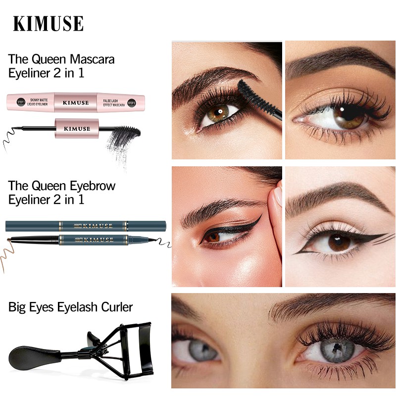 Set Mascara + Bút Kẻ Mắt + Kẹp Bấm Mi Kimuse 2 Trong 1 Không Thấm Nước 110g | BigBuy360 - bigbuy360.vn