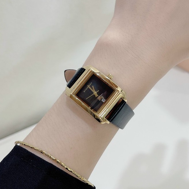 Đồng hồ nữ Burberry mặt vuông, viền trơn, hàng full box, thẻ bảo hành 12 tháng - Dongho.burberry
