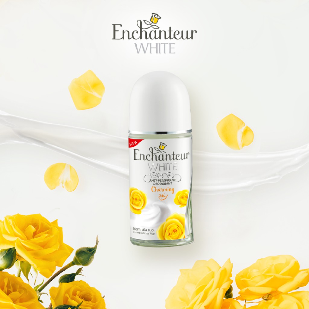 [HB Gift] Lăn khử mùi trắng da Enchanteur Charming 50ml - Tặng Sữa tắm 60gr