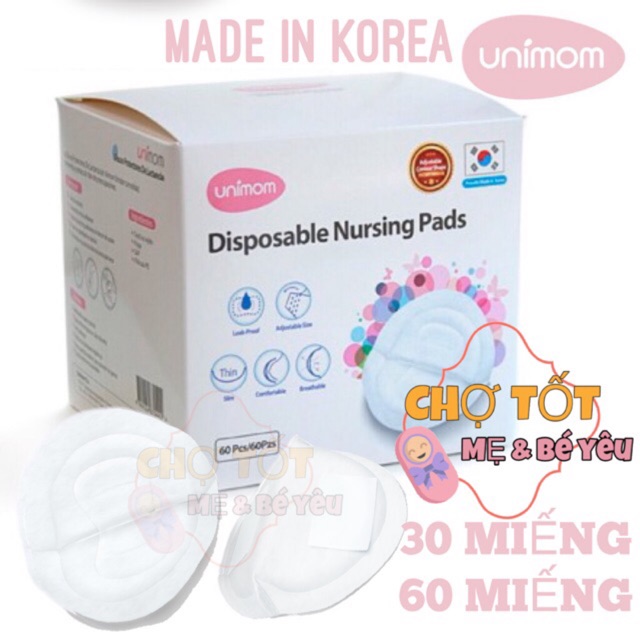 MIẾNG LÓT THẤM SỮA UNIMOM HỘP 30/60 MIẾNG HÀN QUỐC