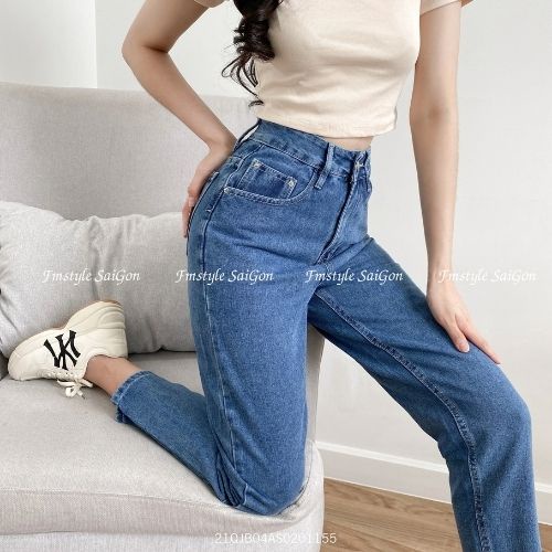 Quần jeans nữ màu phong cách basic ống suông rộng phong cách Ulzzang LA22 Denim4u