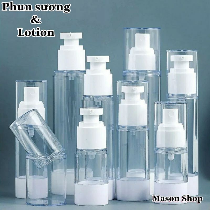 LỌ CHIẾT MỸ PHẨM hút chân không XỊT PHUN SƯƠNG/NHẤN GIỌT 5ml 10ml 15ml 20ml 30ml 50ml 100ml /VỎ CHAI NHỰA PET trong suốt