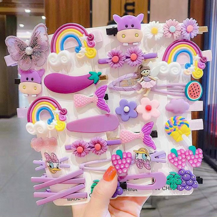 Bộ Kẹp Tóc 14c Thiết Kế Hoạt Hình Xinh Xắn Thời Trang Hàn Quốc Cho Bé