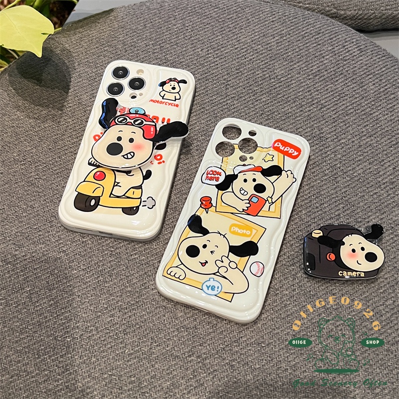 Ốp Điện Thoại IMD Viền Gợn Sóng Hình Chú Cún/Máy Ảnh Cho Iphone 13 12 11 Pro Max Xs Max Xr X