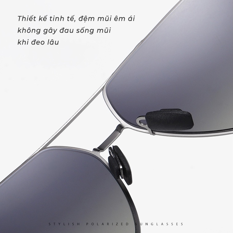 Kính Râm Nam Thời Trang Chống Tia UV, Tròng Kính Phân Cực Chống Chói Gọng Kính Vuông AK035 - AORON