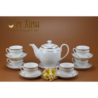 Bộ ấm chén Bát Tràng_Bộ bình trà MLS2 vàng kim