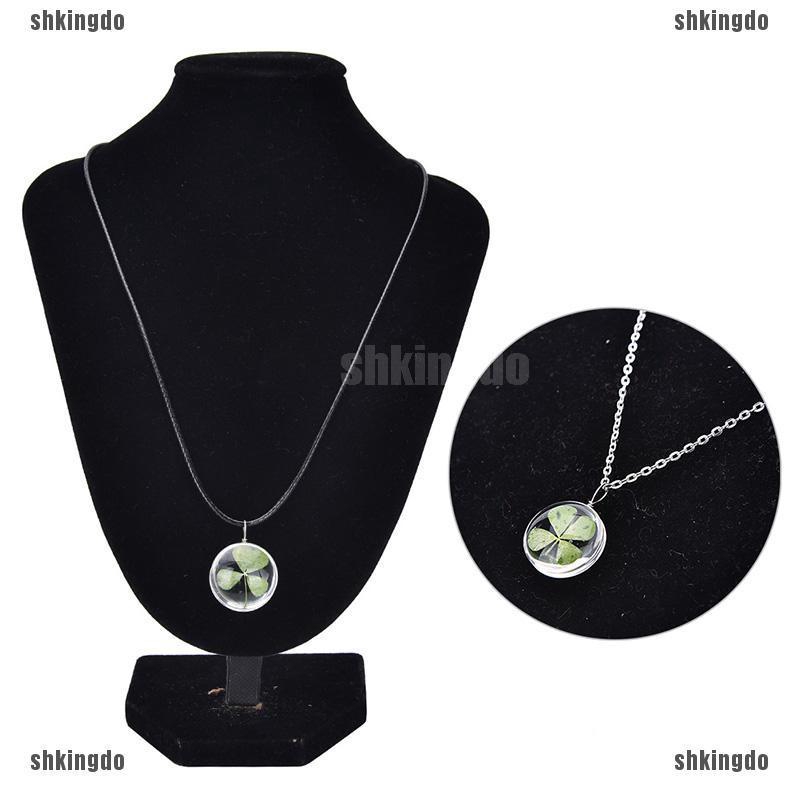 Dây Chuyền Mặt Cỏ 4 Lá Thuỷ Tinh Thời Trang Cho Phụ Nữ