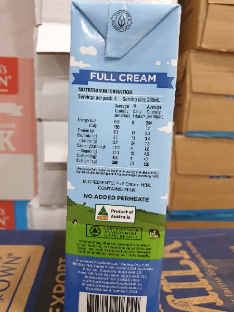 [Mã 267FMCGSALE giảm 8% đơn 500K] Hộp 1L sữa tươi Own date mới