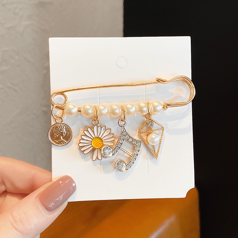 Trâm Cài Áo Hình Bông Hoa Đính Ngọc Trai Dễ Thương