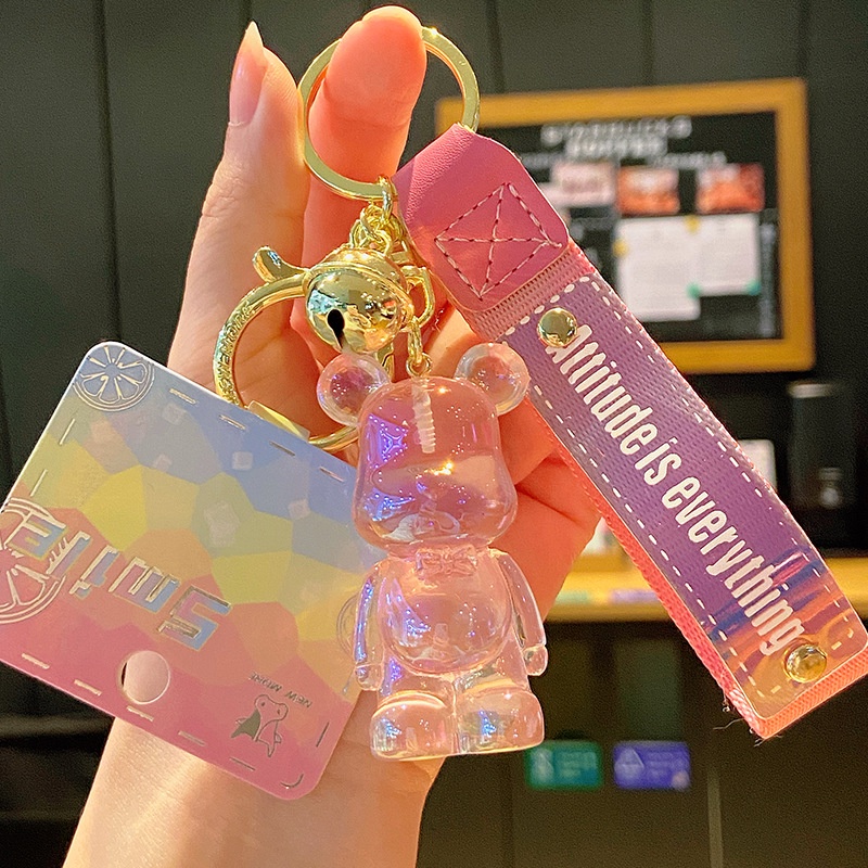 Móc khóa Bearbrick trong suốt  nhiều màu sắc độc đáo chất liệu PVC làm quà tặng bạn bè, người thân-Ráp