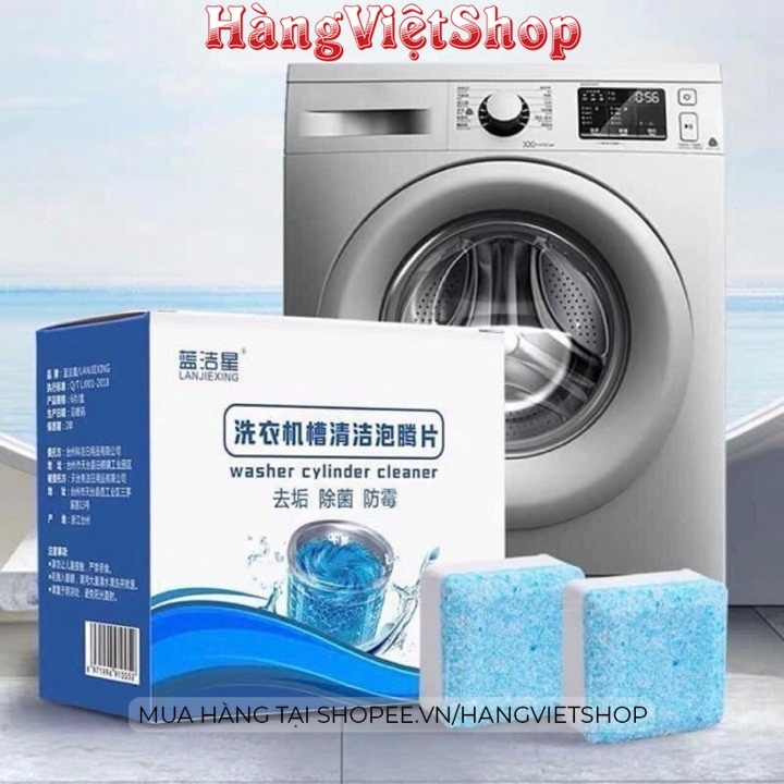 Hộp 12 viên tẩy rửa lồng máy giặt, viên vệ sinh khử mùi máy giặt cửa trước ngang trên đứng tại nhà