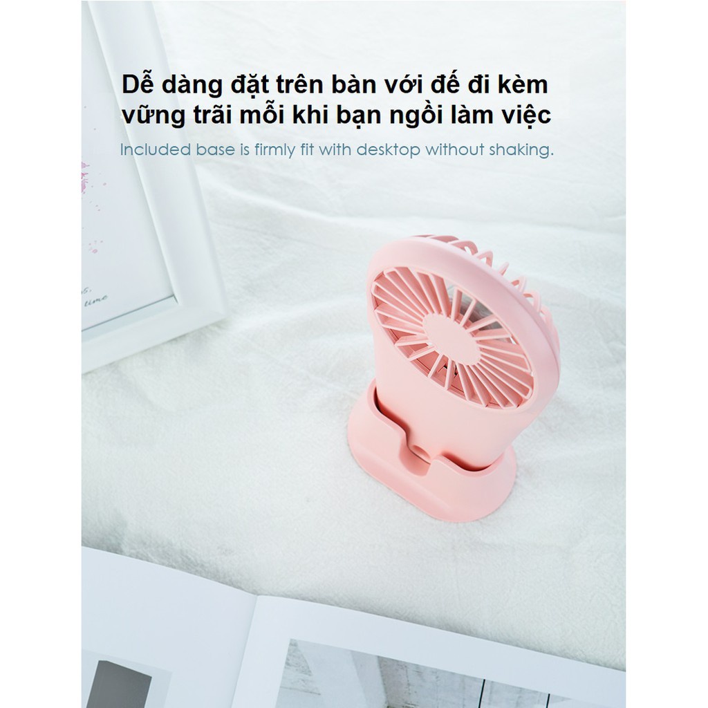 Quạt cầm tay mini tích điện ROCKSPACE đa dụng, tiện lợi - Hàng chính hãng bảo hành 12 tháng