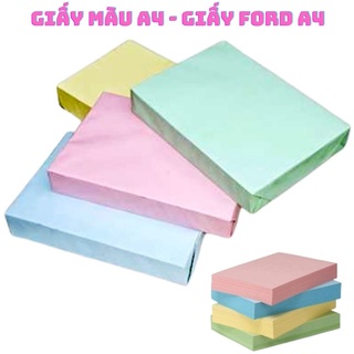 Giấy màu a4 70 gsm 80gsm giấy ford a4 đủ 4 màu lá dương vàng hồng