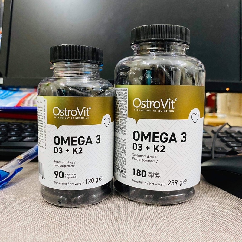 Dầu Cá Ostrovit Omega 3 D3+K2  - Hỗ Trợ Hệ Tim Mạch, Trí Não, Tăng Cường Thị Lực, Sáng Mắt, Chắc Xương
