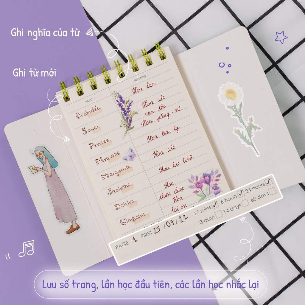Sổ từ vựng Word Study học từ mới hiệu quả Klong 916 - Sổ 120 trang kích thước khổ A6  mm