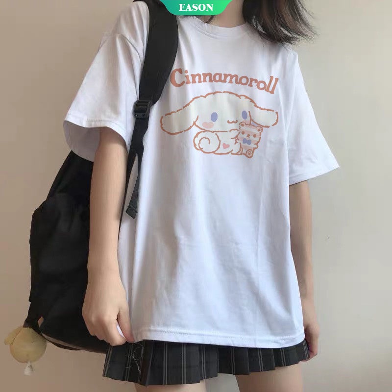 Dễ Thương Áo Thun Tay Ngắn Dáng Rộng In Hình Chú Chó Cinnamoroll Đáng Yêu Thời Trang Mùa Hè Cho Nữ