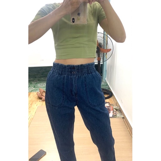 QUẦN JEANS NỮ LƯNG THUN PHOM BAGGY MẪU MỚI HAI MÀU
