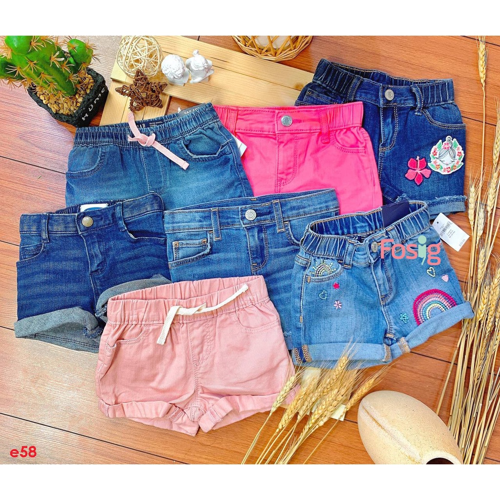 7-18kg Quần Short Jean Bé Gái GP - Xanh Hoa Cầu Vồng