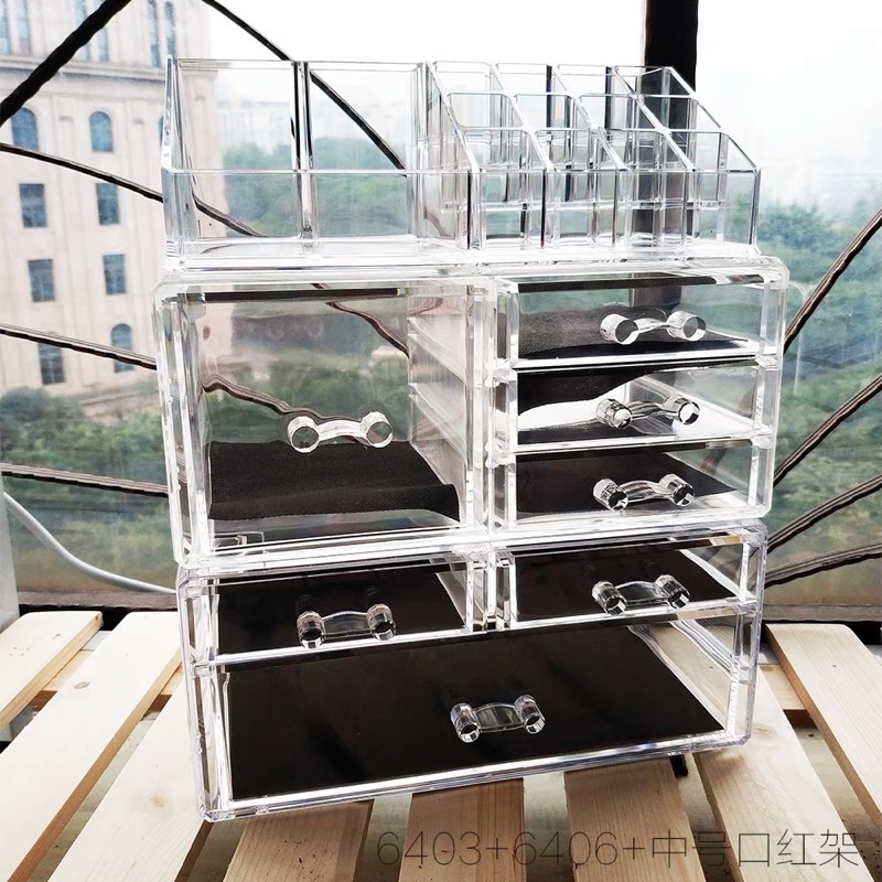 Khay - Kệ đựng mỹ phẩm mica 4 tầng trong suốt