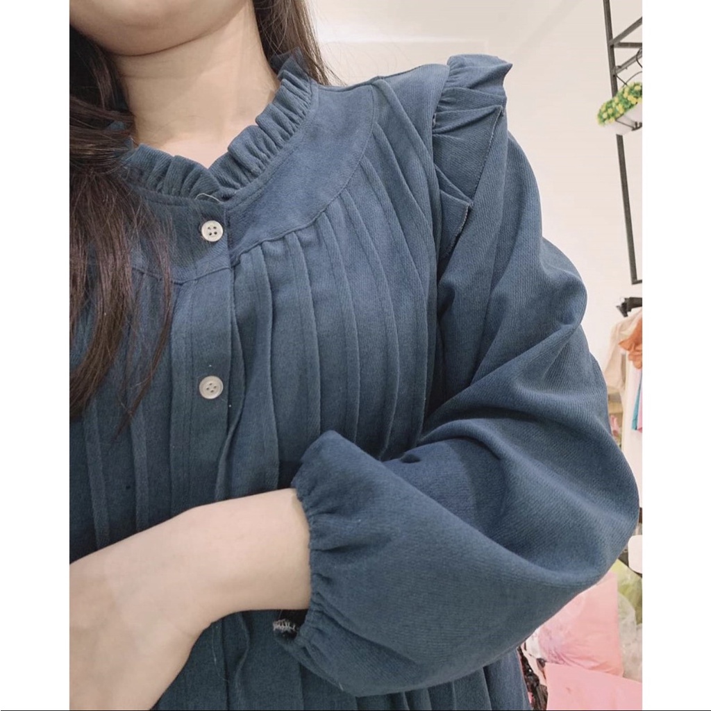 Váy Bầu Đầm Bầu Thu Đông Chất Nhung Tăm Dày Ấm Dễ Thương Xinh Xắn Đi Chơi Dự Tiệc Công Sở HN0116 Mama Store99