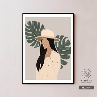👄💄Tranh treo nội thất căn hộ cô gái đơn giản tặng đinh treo 3 chân[H029]