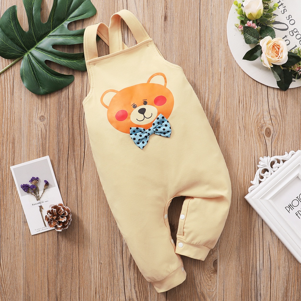 Áo liền quần Mikrdoo kiểu dây đeo vai in họa tiết động vật thời trang dành cho trẻ em