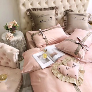 Set chăn ga gối cưới lụa tim (set 7 món)