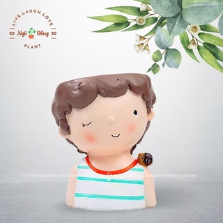 [Đảm Bảo Chất Lượng] Chậu Cây Trong Nhà Trồng Cây Xương Rồng Hình Chàng Trai, Trang Trí Quán Cafe, Quà Tặng Khai Trương