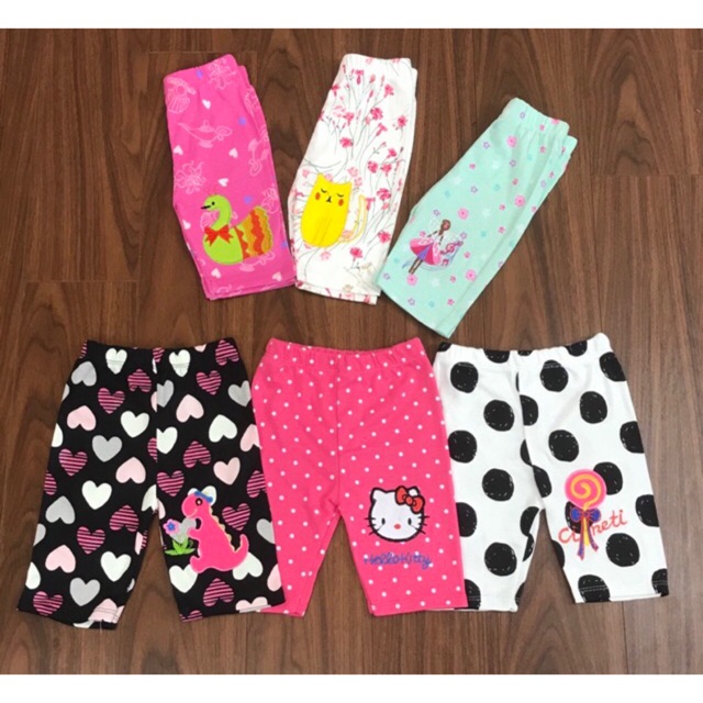 Set 5 quần legging lửng bé gái màu ngẫu nhiên