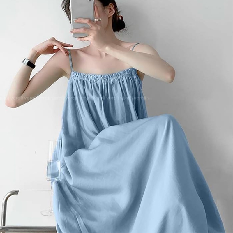 Váy maxi đi biển 2 dây dáng suông dài HV302, mẫu váy đầm chun ngực bigsize kiểu dáng qua gối | WebRaoVat - webraovat.net.vn