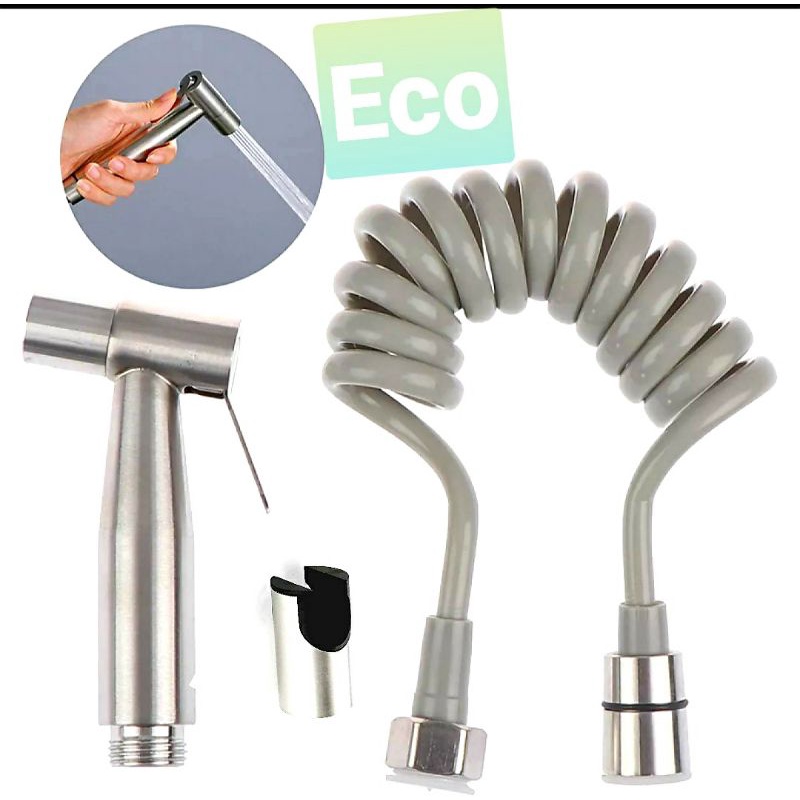 Vòi xịt vệ sinh inox 304, màu đen / màu xám, dây xoắn lò xo