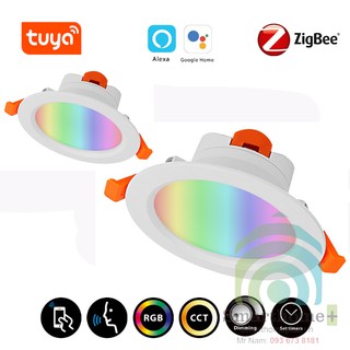 Đèn led downlight 7w-10w âm trần đổi màu rgb theo nhạc zigbee tuya shp-zhue3