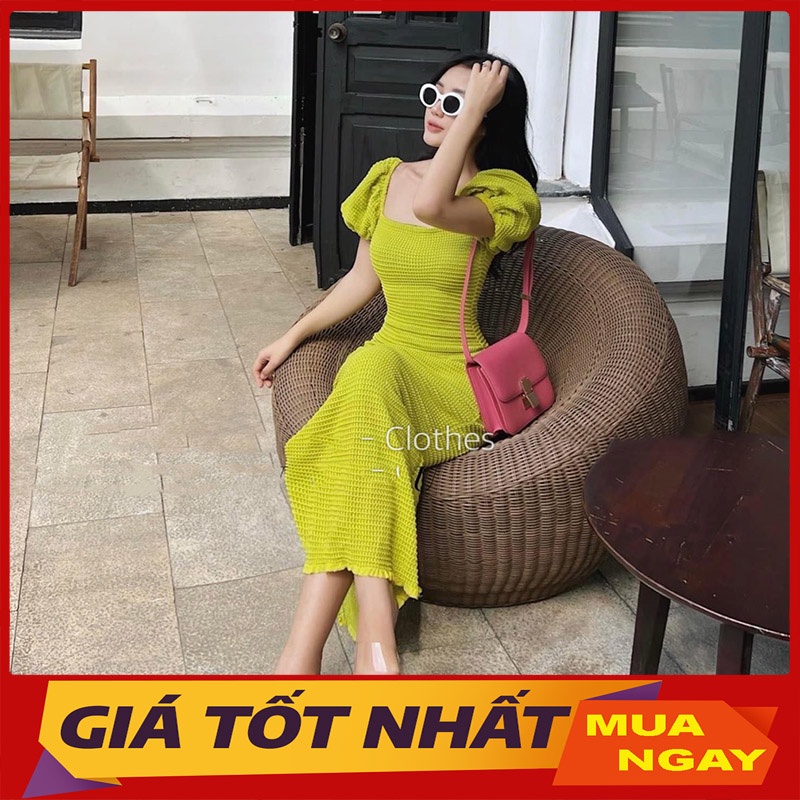 Đầm Xốp Dáng Body Tay Bồng Xẻ Cao Hàng Quảng Châu V1066