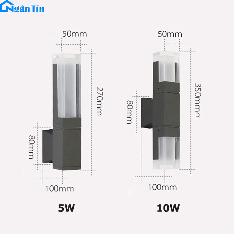 Đèn Led treo tường gắn tường ngoài trời trong nhà Led 10W 220V VNT666 Ngân Tin
