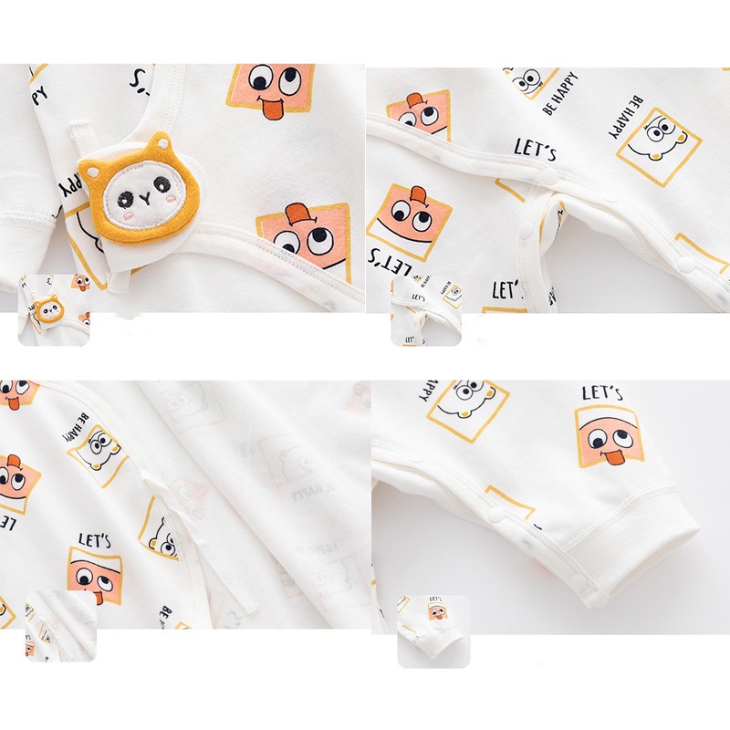 Bộ Áo Liền Quần Bằng Cotton Trơn Kiểu Kimono 2022 Cho Bé Sơ Sinh