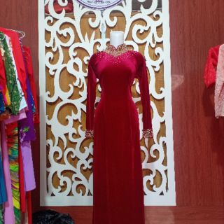 Bộ áo dài mẹ  vải nhung