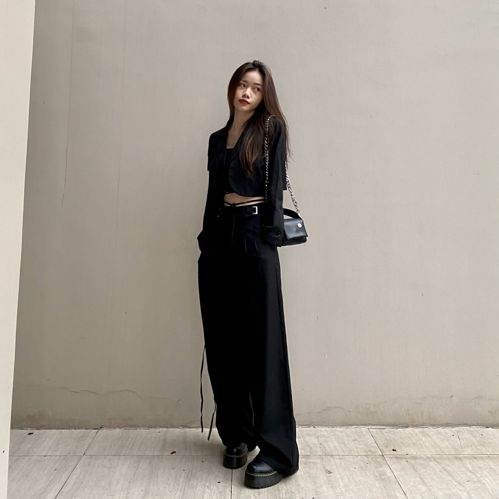 [HÌNH THẬT ĐỘC QUYỀN CUBEDLEMON] Áo vest croptop ulzzang thắt dây eo