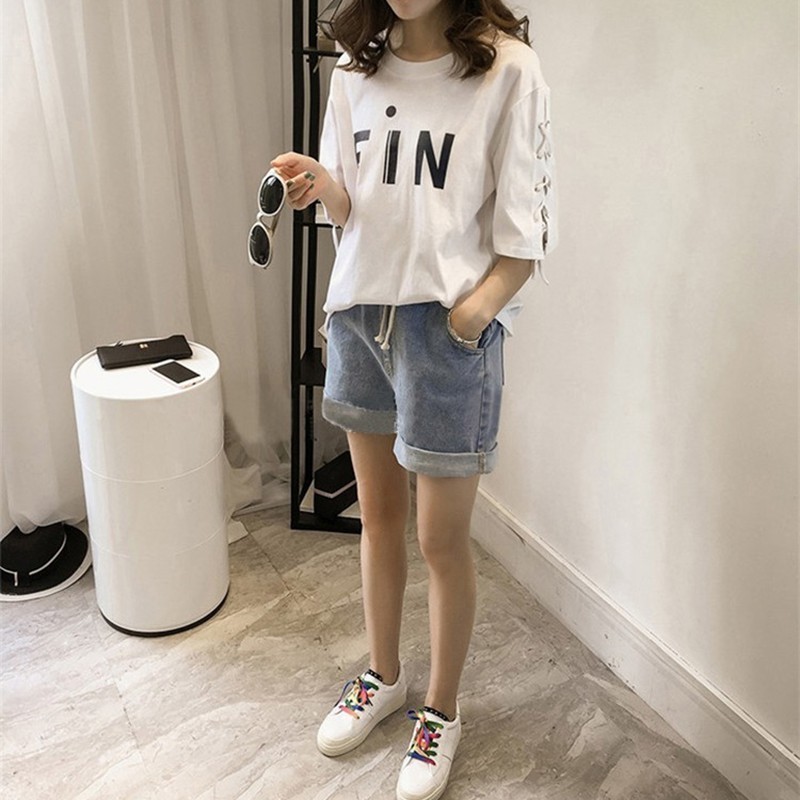 Áo thun nữ tay lửng thắt dây phong cách Hàn Quốc