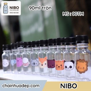 [Chai nhựa 100ml] 20 vỏ chai 90ml đựng sữa chua dán sẵn hình cute | MS : 90TM