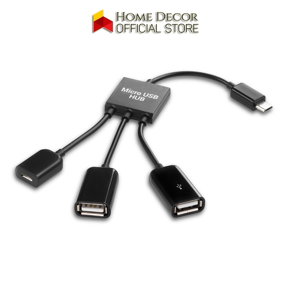 Cáp OTG 3 Đầu Micro USB Cho Điện Thoại Android Kết Nối Với Chuột Và Bàn Phím- Cáp USB Cho Android- OTG Cable 3 In 1 HOME